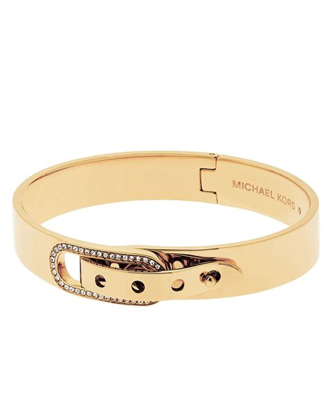 michael kors gold plated buckle bangle|Michael Kors bangles for women.